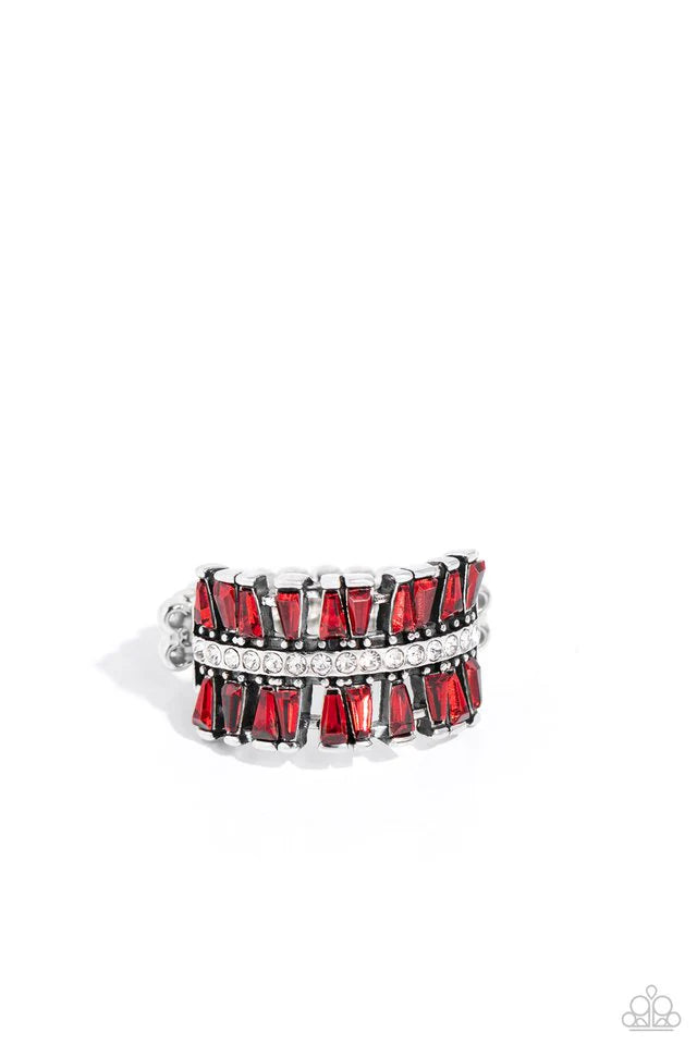 Paparazzi Ring ~ Staggering Stacks - Red