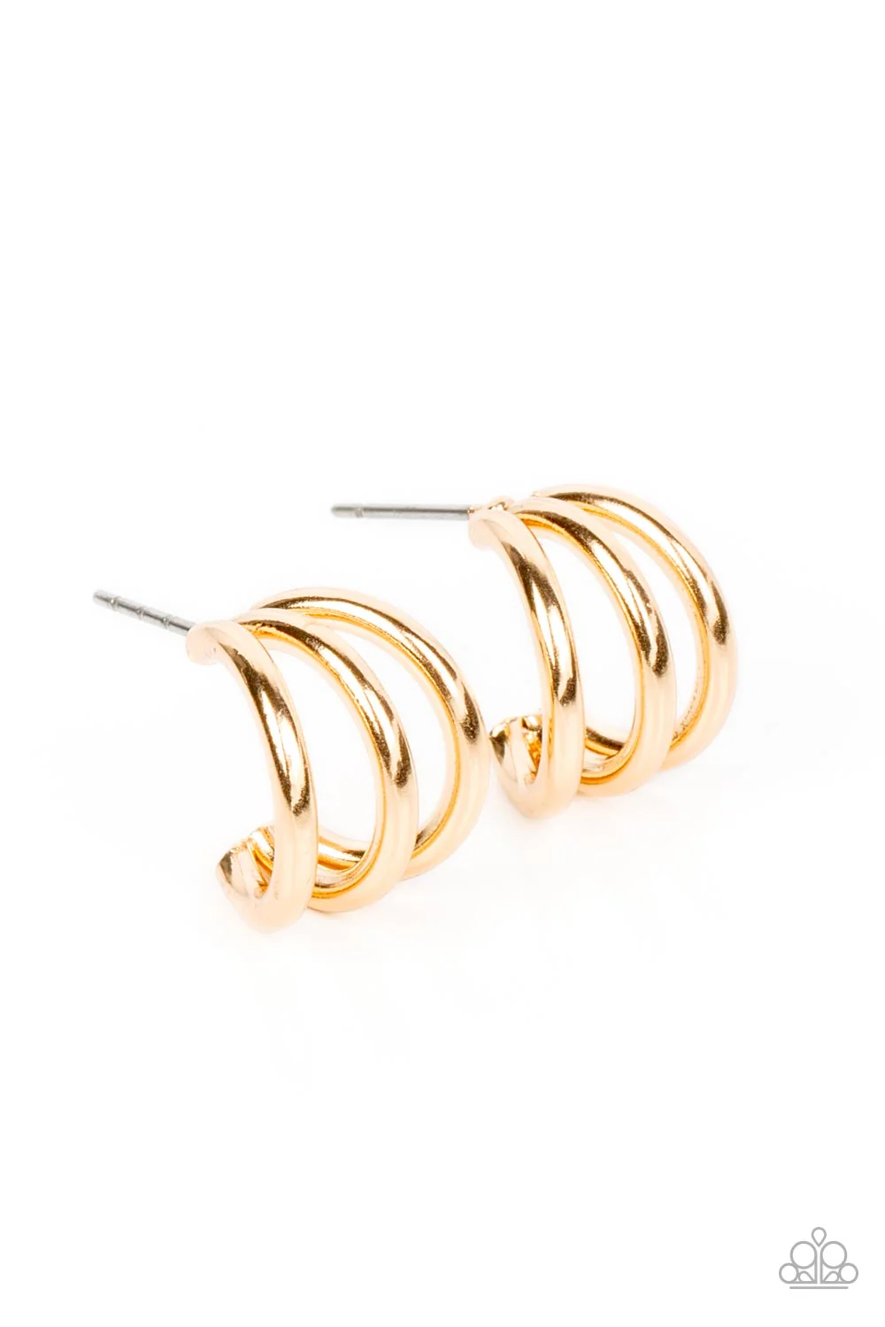 Paparazzi ♥ TRIPLE Down - Gold ♥ Earrings