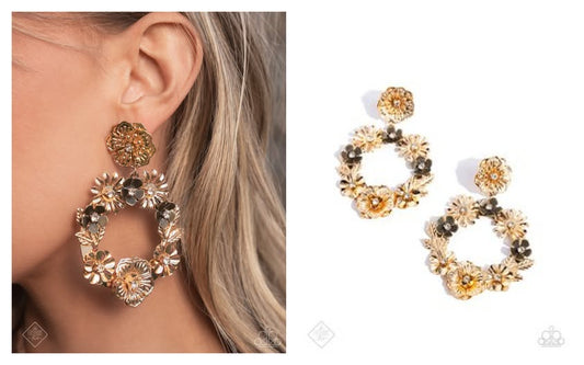 Glimpses of Malibu-Graceful Garden-Gold Post  Earring