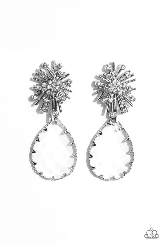 Paparazzi Earring ~ Stellar Shooting Star - White