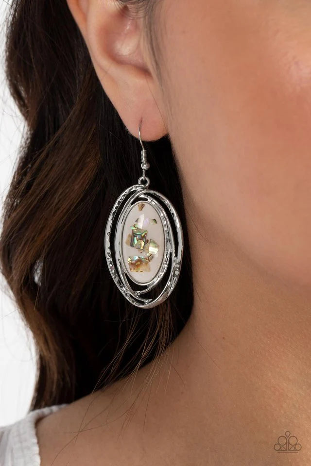 Paparazzi Earring ~ Ocean Floor Oracle - White