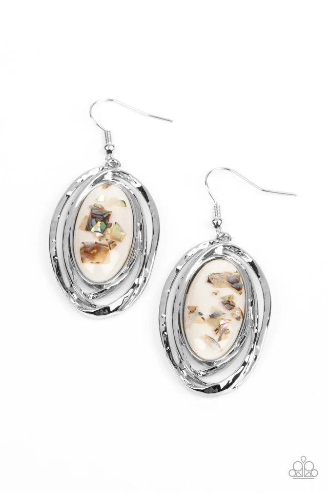 Paparazzi Earring ~ Ocean Floor Oracle - White