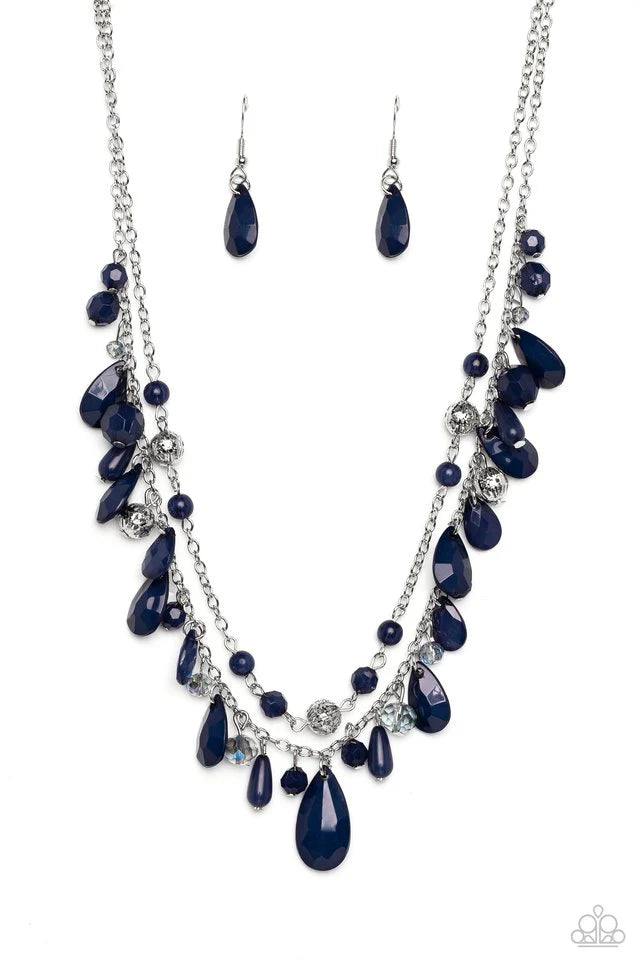 Paparazzi Necklace ~ Flirty Flood - Blue