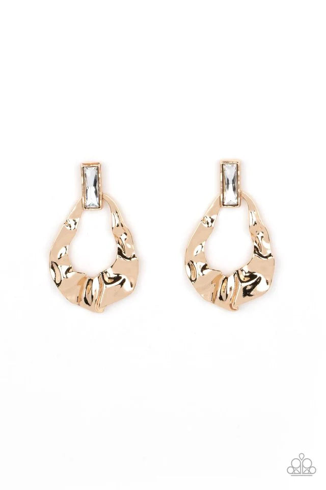 Paparazzi Earring ~ Metro Meltdown - Gold