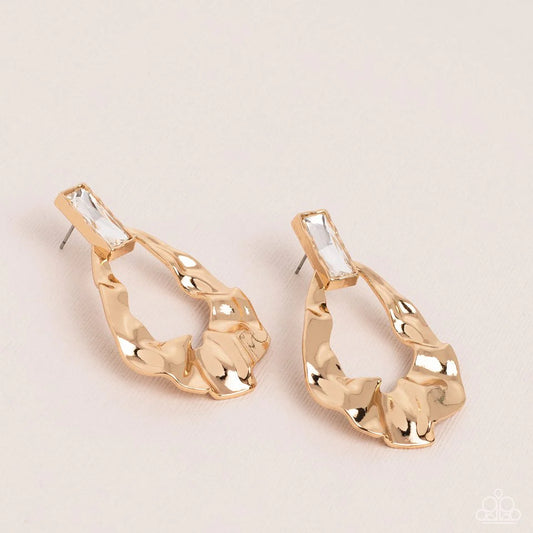 Paparazzi Earring ~ Metro Meltdown - Gold