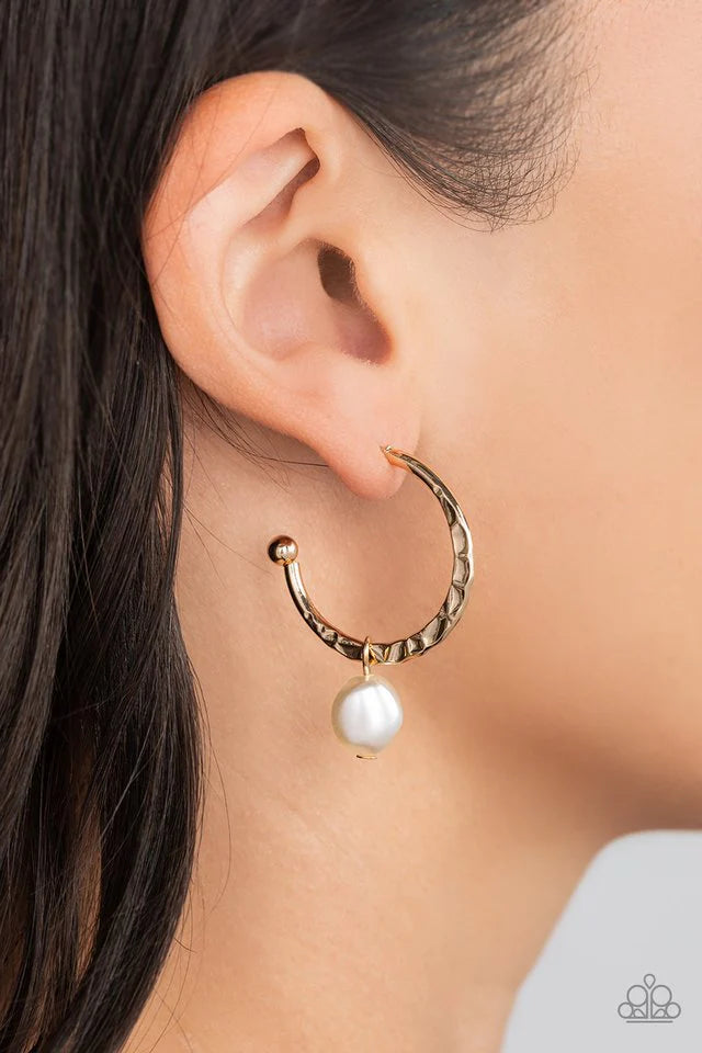 Paparazzi Earring ~ GLAM Overboard - Gold