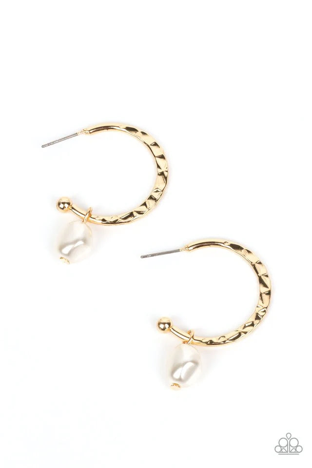 Paparazzi Earring ~ GLAM Overboard - Gold