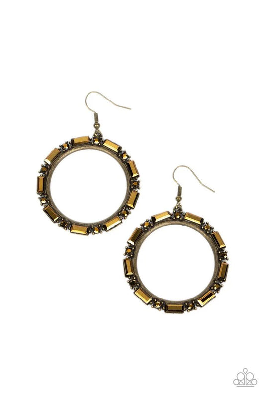 Paparazzi Earring ~ Gritty Glow - Brass
