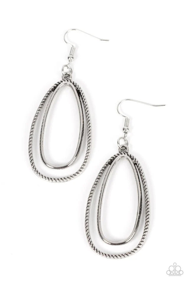 Paparazzi Earring ~ Lend Me Your Lasso - Silver