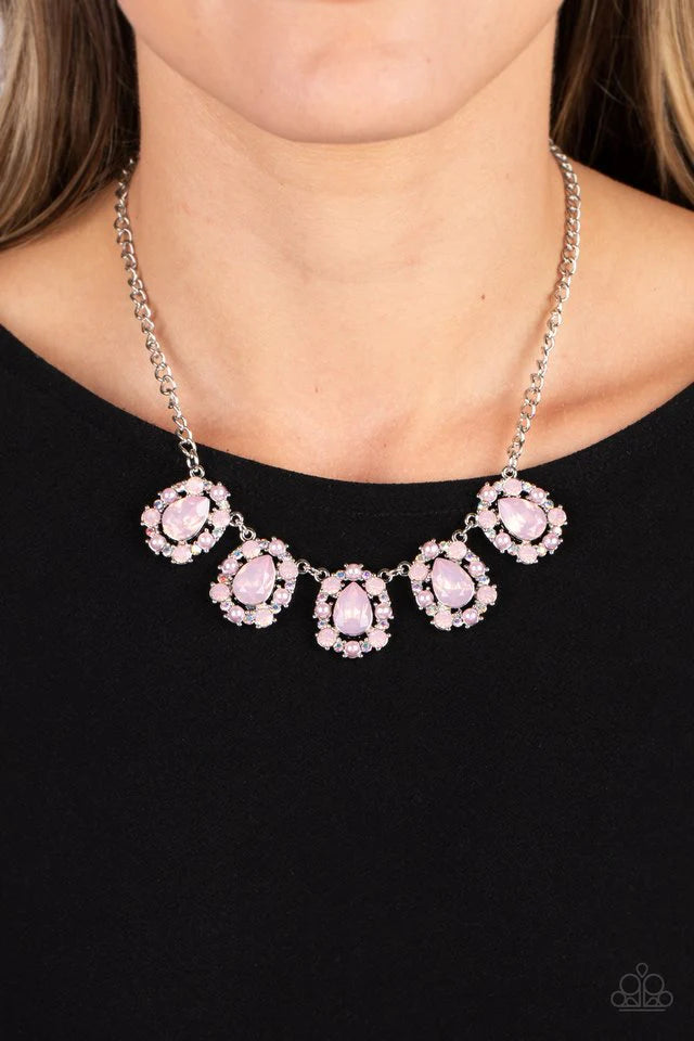 Paparazzi Necklace ~ Pearly Pond - Pink