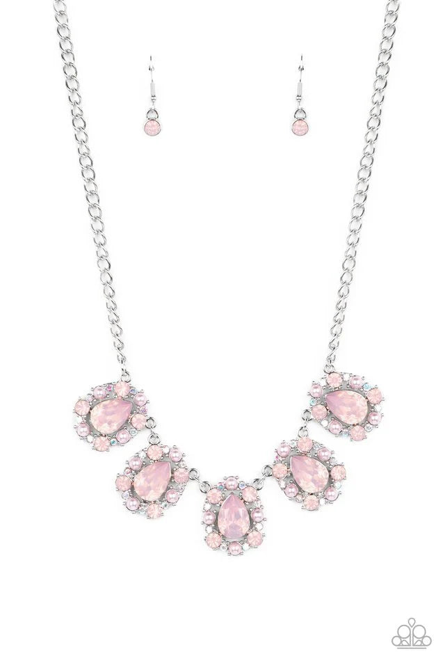 Paparazzi Necklace ~ Pearly Pond - Pink