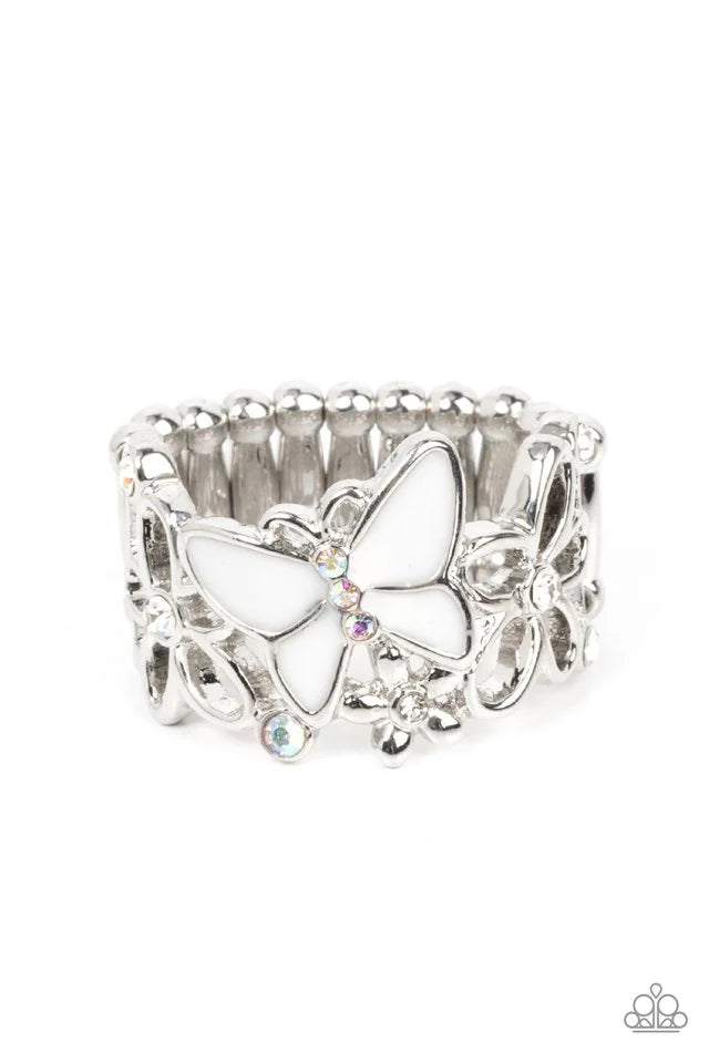 Paparazzi Ring ~ All FLUTTERED Up - White