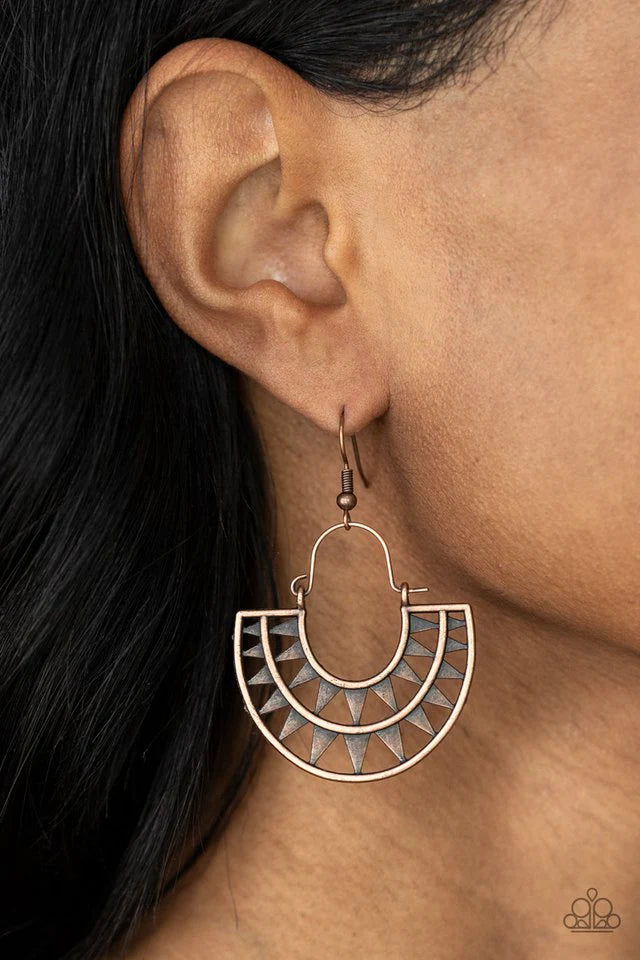 Paparazzi Earring ~ Solar Surge - Copper