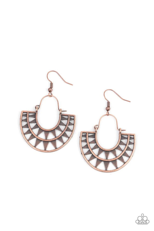 Paparazzi Earring ~ Solar Surge - Copper