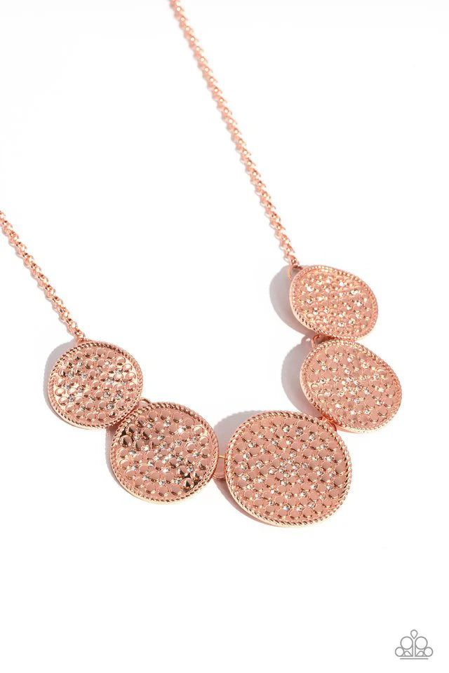 Paparazzi Necklace ~ Medaled Mosaic - Copper
