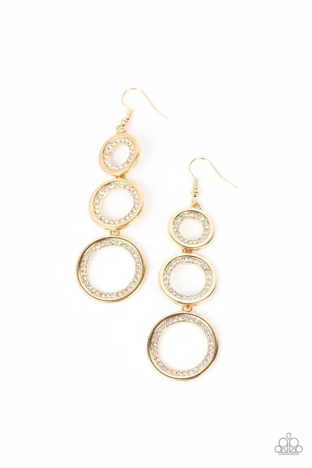 Paparazzi Earring ~ Shimmering in Circles - Gold