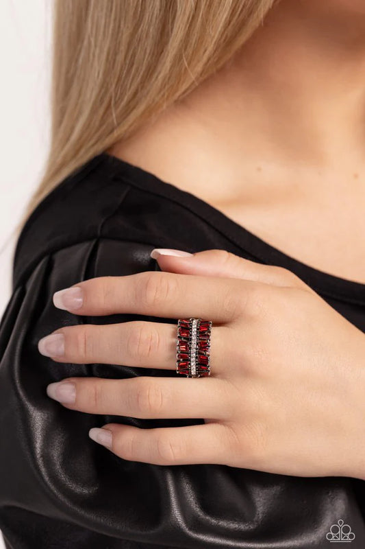Paparazzi Ring ~ Staggering Stacks - Red
